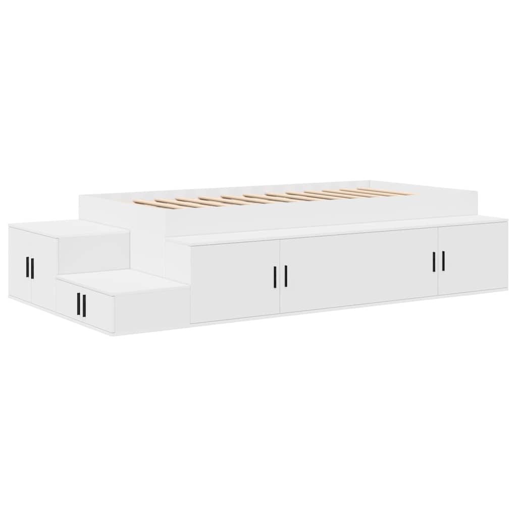 Opbergbedframe Wit 80 cm Bewerkt hout