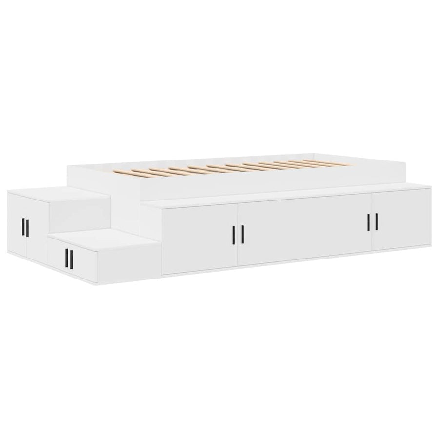 Opbergbedframe Wit 80 cm Bewerkt hout