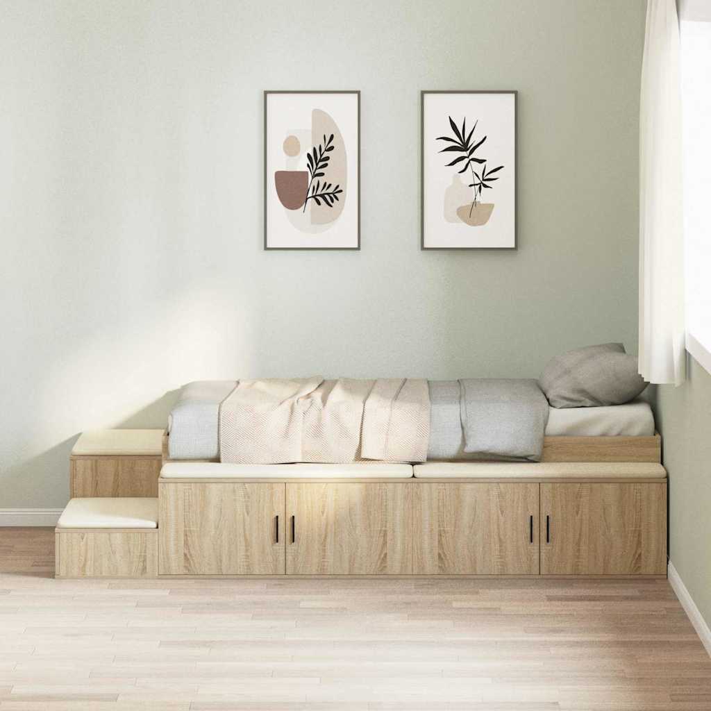 | Opbergbedframe | met opslag Sonoma Eiken 80 cm Bewerkt hout