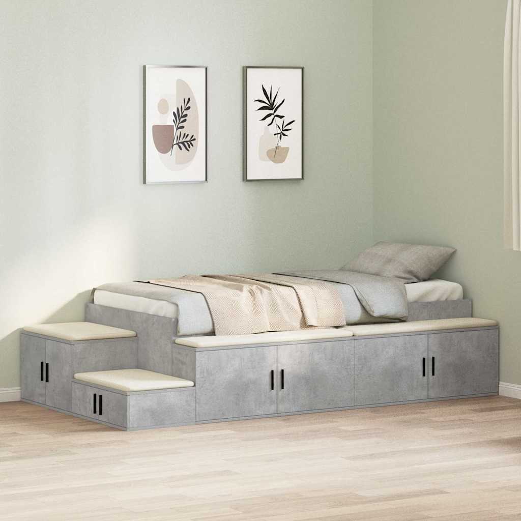 | Opbergbedframe | met opslag Beton Grijs 80 cm Bewerkt hout