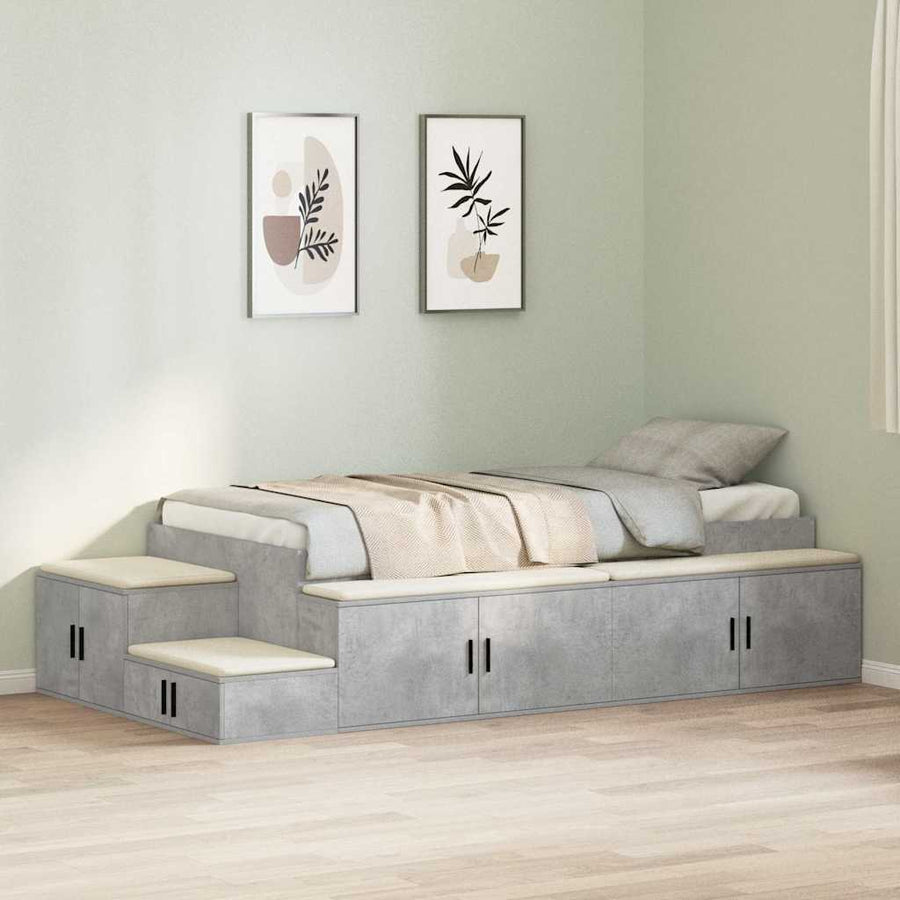 | Opbergbedframe | met opslag Beton Grijs 80 cm Bewerkt hout