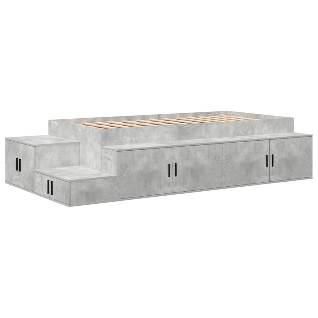 | Opbergbedframe | met opslag Beton Grijs 80 cm Bewerkt hout