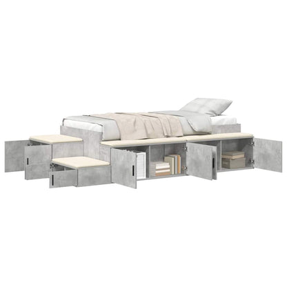 | Opbergbedframe | met opslag Beton Grijs 80 cm Bewerkt hout