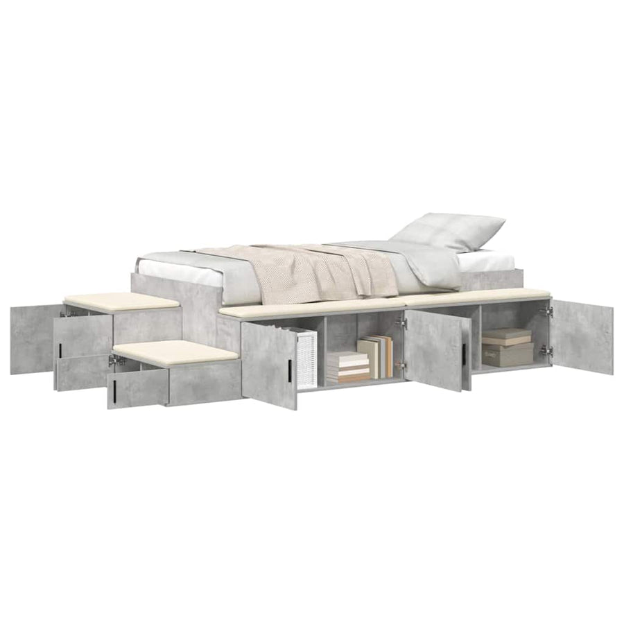 | Opbergbedframe | met opslag Beton Grijs 80 cm Bewerkt hout