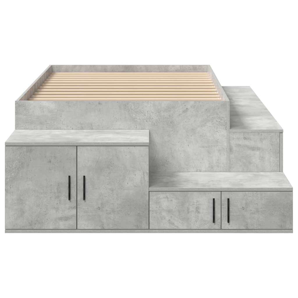 | Opbergbedframe | met opslag Beton Grijs 80 cm Bewerkt hout