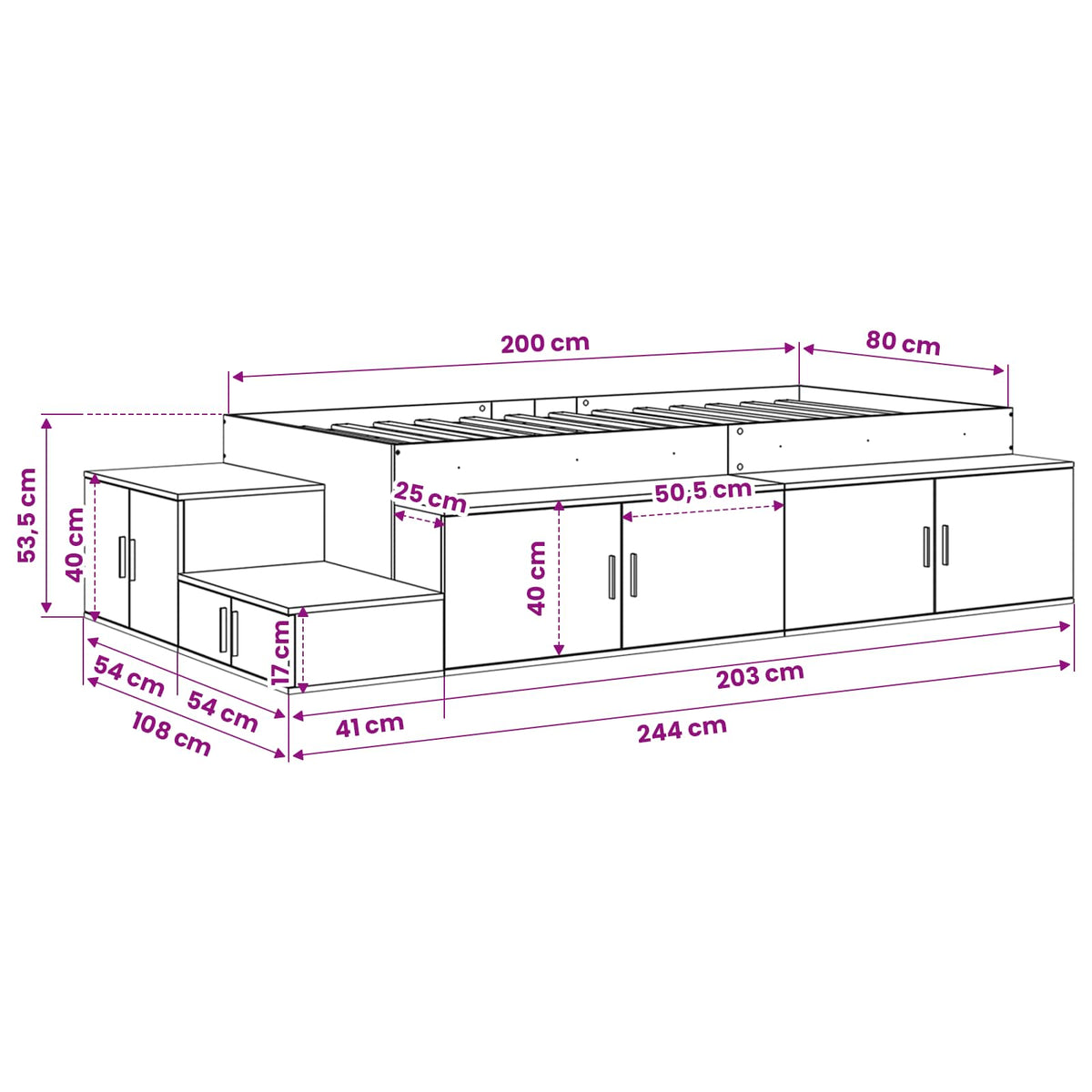 | Opbergbedframe | met opslag Beton Grijs 80 cm Bewerkt hout