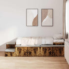 Opbergbedframe 90x200 cm gerookt eiken