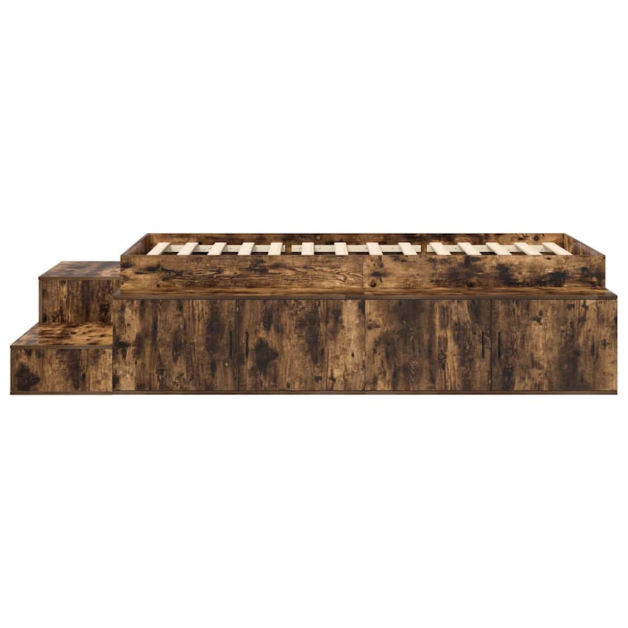 | Opbergbedframe | met opslag Gerookt eiken 80 cm Bewerkt hout