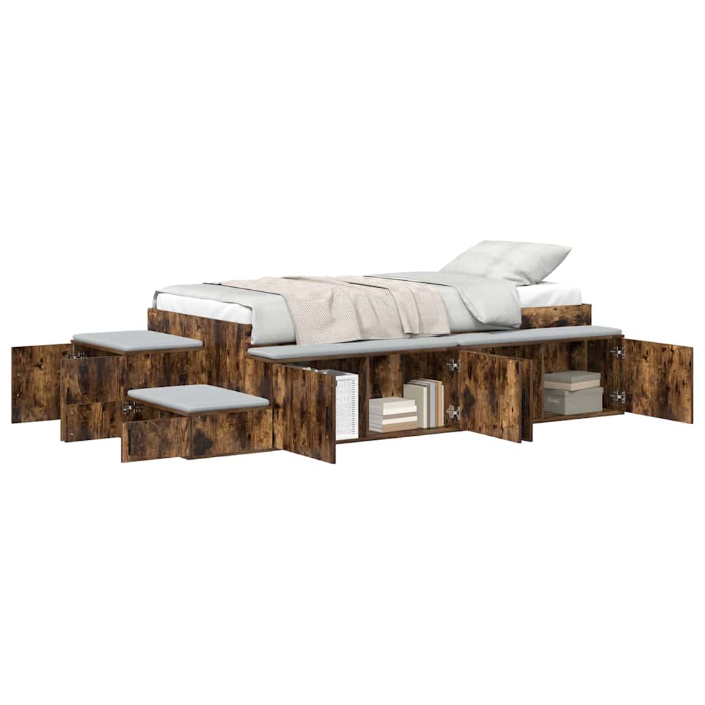 | Opbergbedframe | met opslag Gerookt eiken 80 cm Bewerkt hout