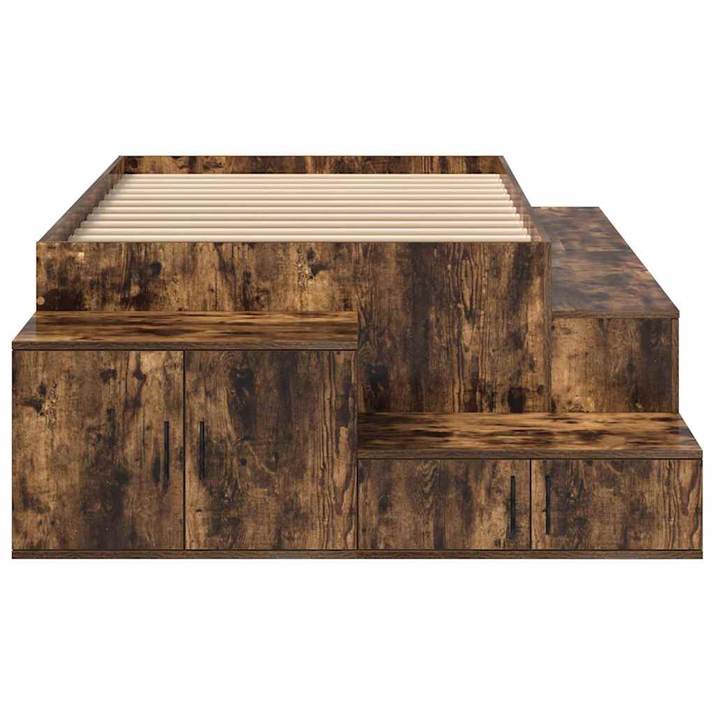 | Opbergbedframe | met opslag Gerookt eiken 80 cm Bewerkt hout