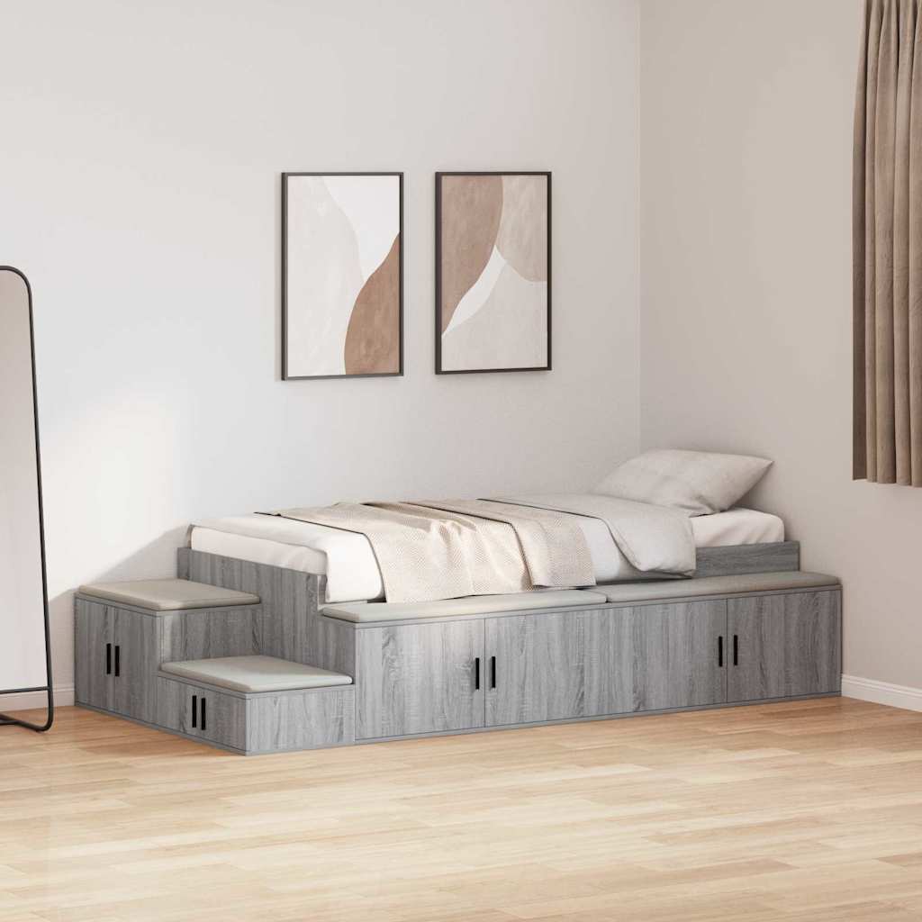 | Opbergbedframe | met opslag Grijs Sonoma 80 cm Bewerkt hout