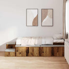 Opbergbedframe 90x200 cm oud hout