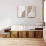 Opbergbedframe 90x200 cm oud hout