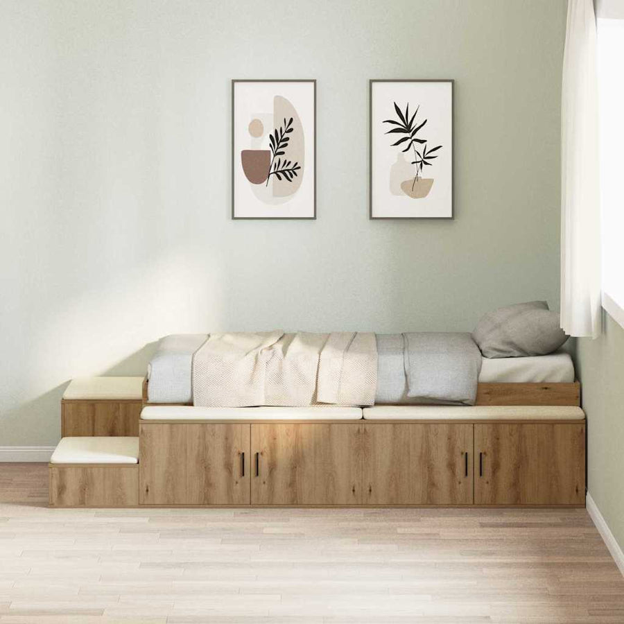 | Opbergbedframe | met opslag Artisan Eiken 80 cm Bewerkt hout