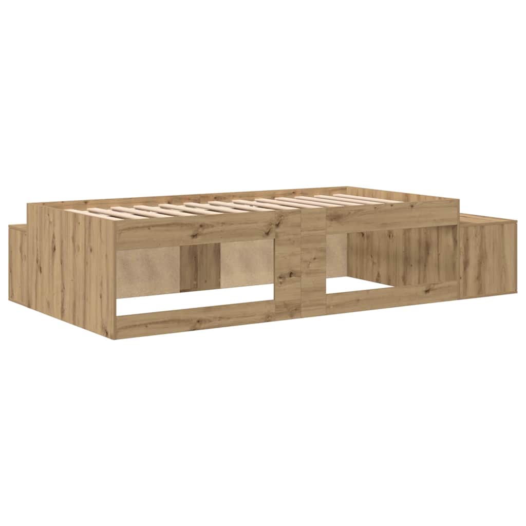 | Opbergbedframe | met opslag Artisan Eiken 80 cm Bewerkt hout