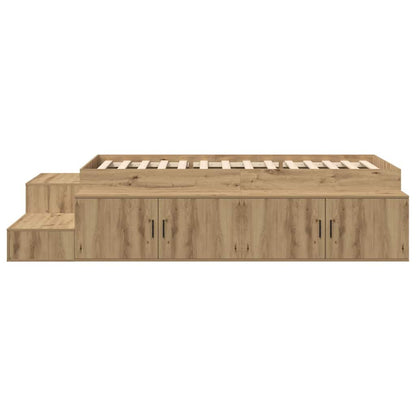 | Opbergbedframe | met opslag Artisan Eiken 80 cm Bewerkt hout
