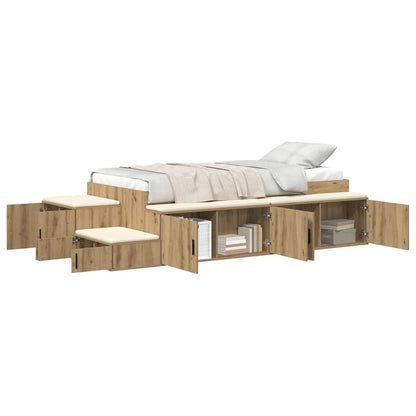 | Opbergbedframe | met opslag Artisan Eiken 80 cm Bewerkt hout