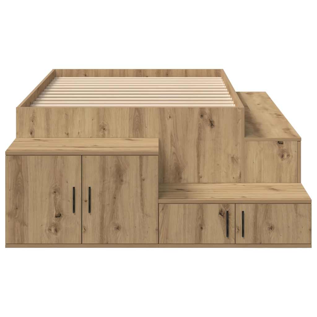 | Opbergbedframe | met opslag Artisan Eiken 80 cm Bewerkt hout
