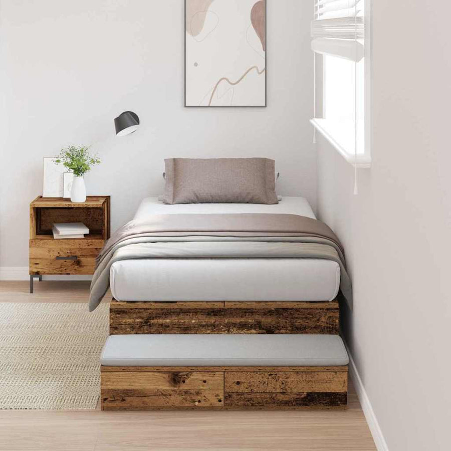 Opbergbedframe met lade met opslag Oud Hout 80 cm Bewerkt hout