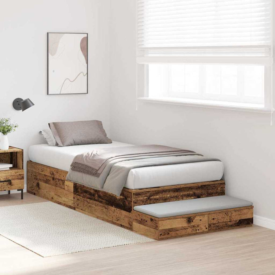 Opbergbedframe met lade met opslag Oud Hout 80 cm Bewerkt hout