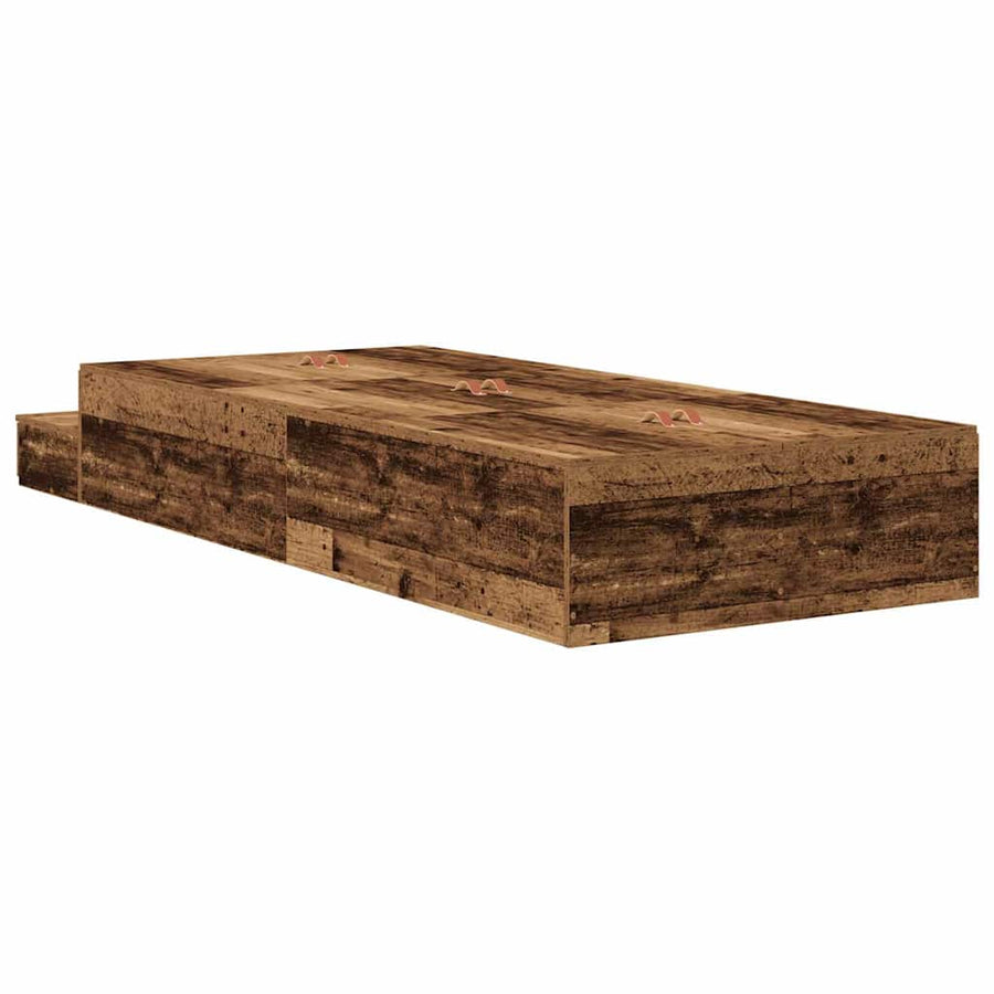 Opbergbedframe met lade met opslag Oud Hout 80 cm Bewerkt hout