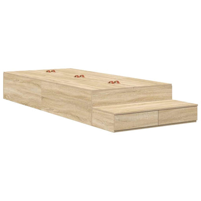 Opbergbedframe met lade Sonoma Eiken 90 cm Bewerkt hout