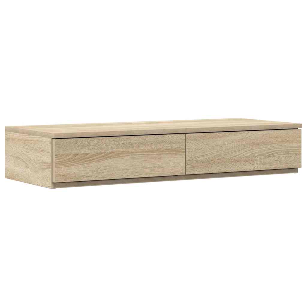 Opbergbedframe met lade Sonoma Eiken 90 cm Bewerkt hout