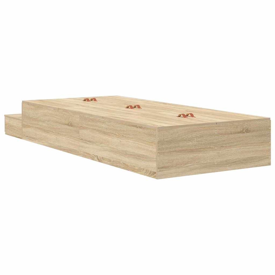 Opbergbedframe met lade Sonoma Eiken 90 cm Bewerkt hout