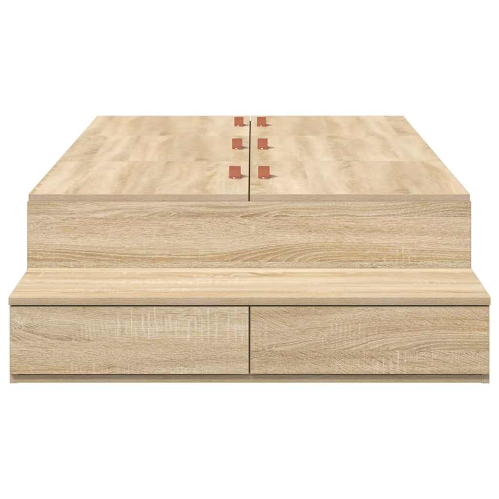 Opbergbedframe met lade Sonoma Eiken 90 cm Bewerkt hout
