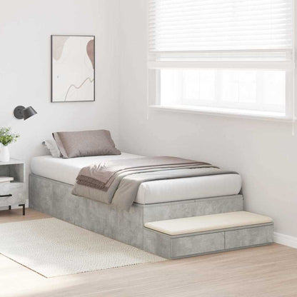 Opbergbedframe met lade Beton Grijs 90 cm Bewerkt hout