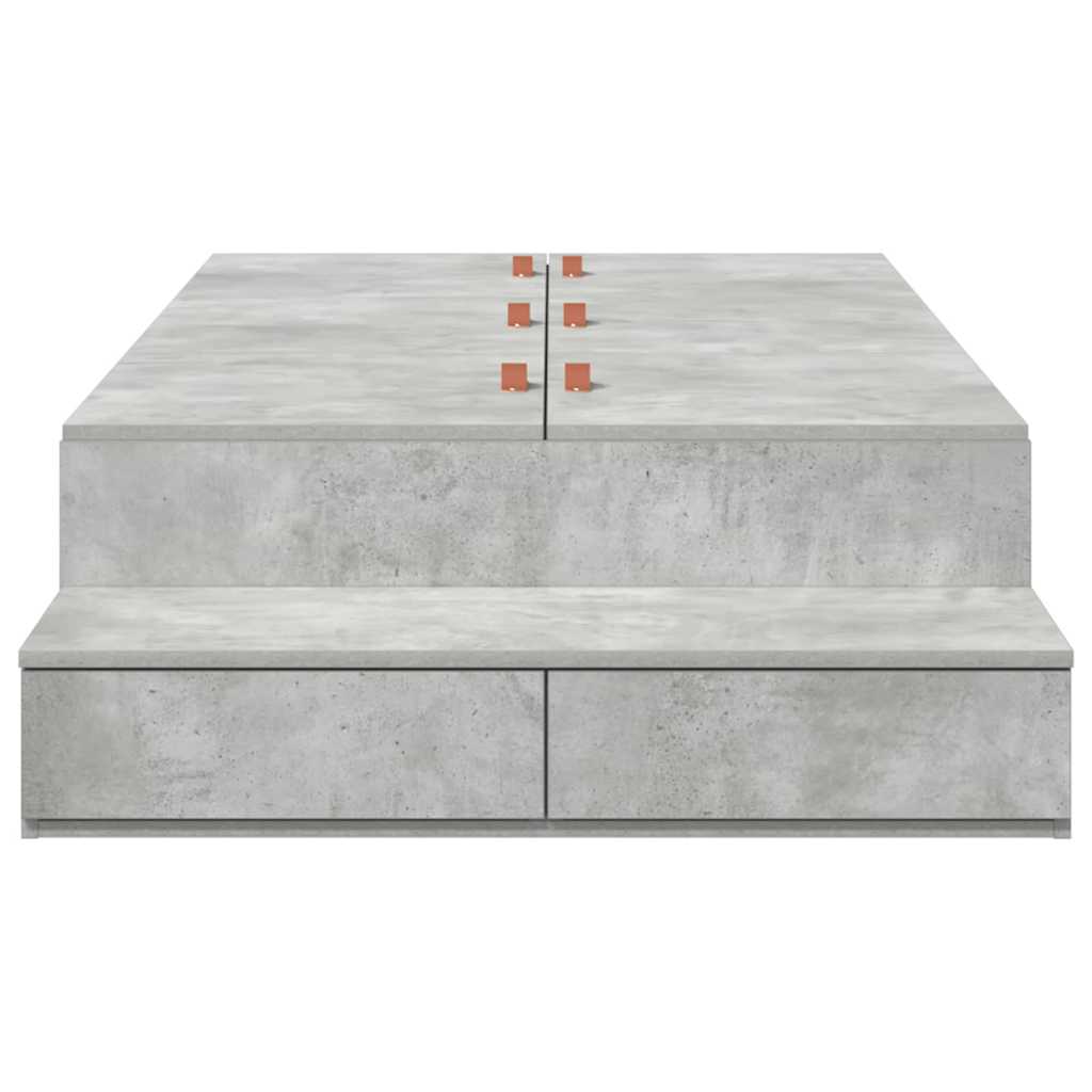 Opbergbedframe met lade Beton Grijs 90 cm Bewerkt hout