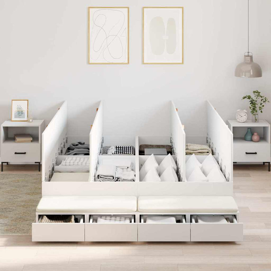 Opbergbedframe met lade met opslag Wit 160 cm Bewerkt hout