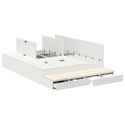 Opbergbedframe met lade met opslag Wit 160 cm Bewerkt hout