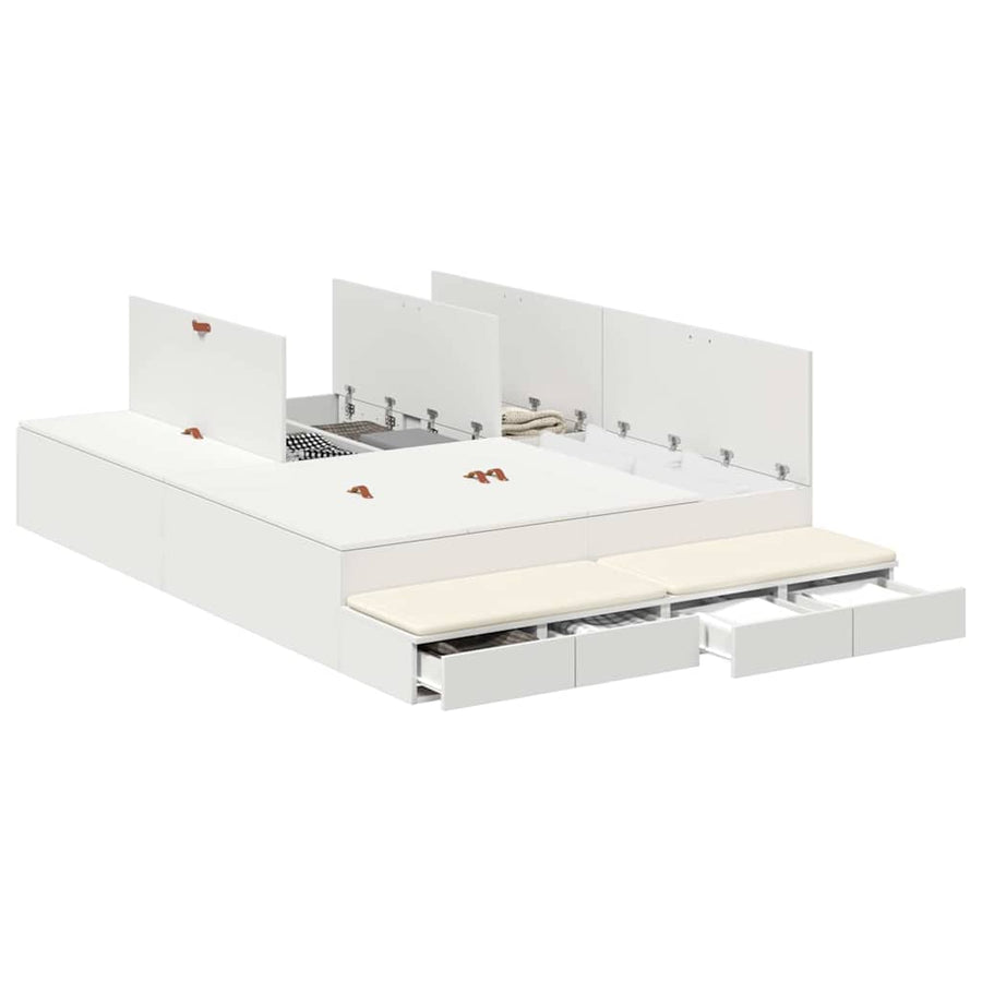 Opbergbedframe met lade met opslag Wit 160 cm Bewerkt hout