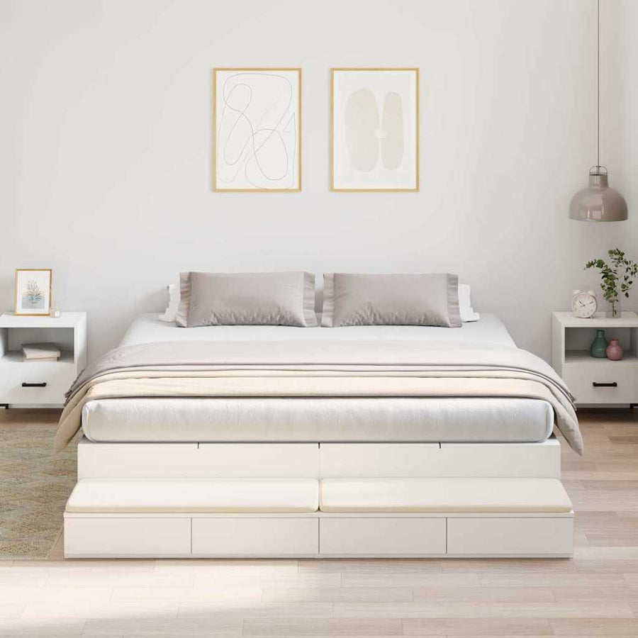 Opbergbedframe met lade met opslag Wit 180 cm Bewerkt hout