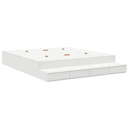 Opbergbedframe met lade met opslag Wit 180 cm Bewerkt hout