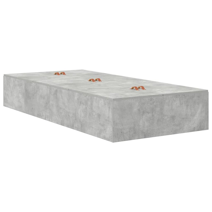 Opbergbedframe met lade Beton Grijs 90 cm Bewerkt hout