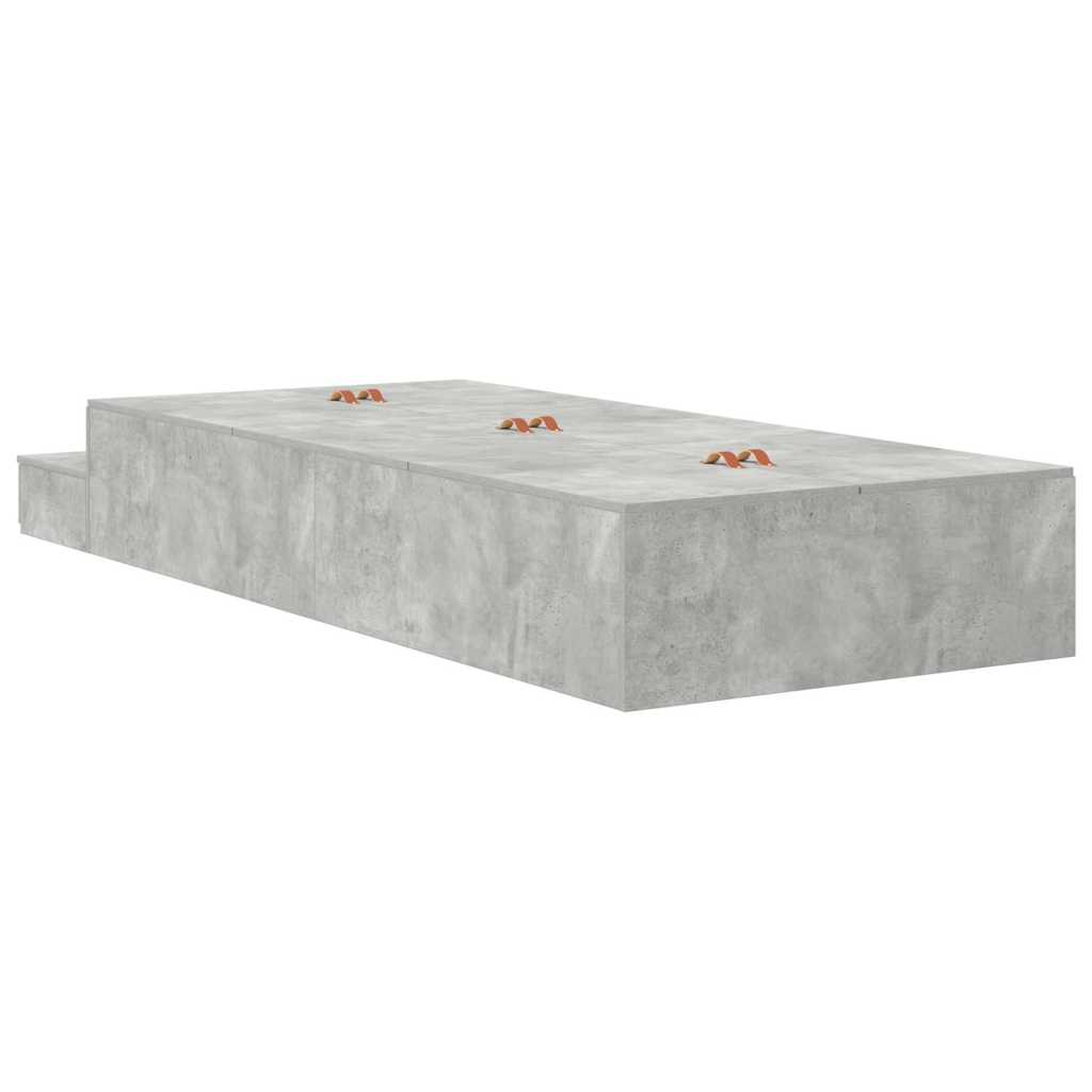 Opbergbedframe met lade Beton Grijs 90 cm Bewerkt hout