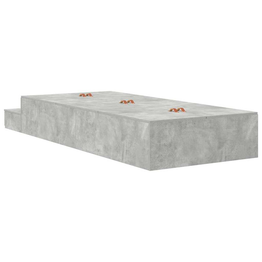Opbergbedframe met lade Beton Grijs 90 cm Bewerkt hout