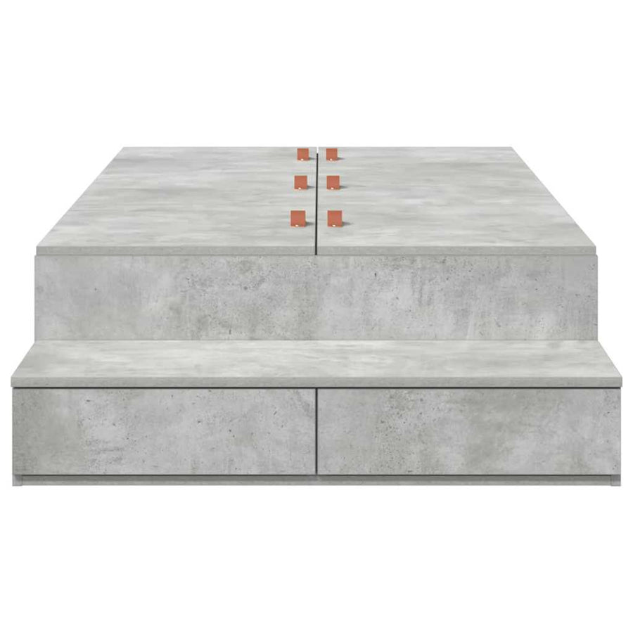 Opbergbedframe met lade Beton Grijs 90 cm Bewerkt hout