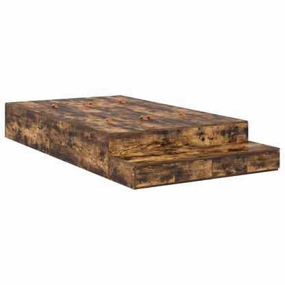 Opbergbedframe met lade Gerookt eiken 120 cm Bewerkt hout