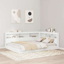Boekenkast Bed met plank 2 pcs Wit 140 x 200 cm Bewerkt hout