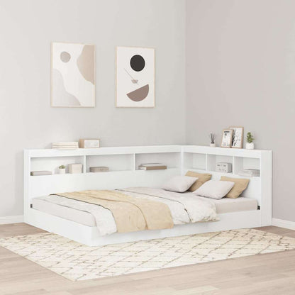 Boekenkast Bed met plank 2 pcs Wit 140 x 200 cm Bewerkt hout