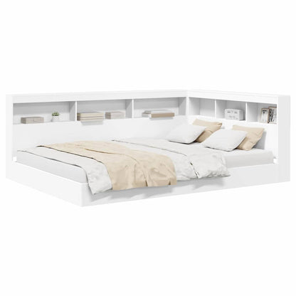 Boekenkast Bed met plank 2 pcs Wit 140 x 200 cm Bewerkt hout