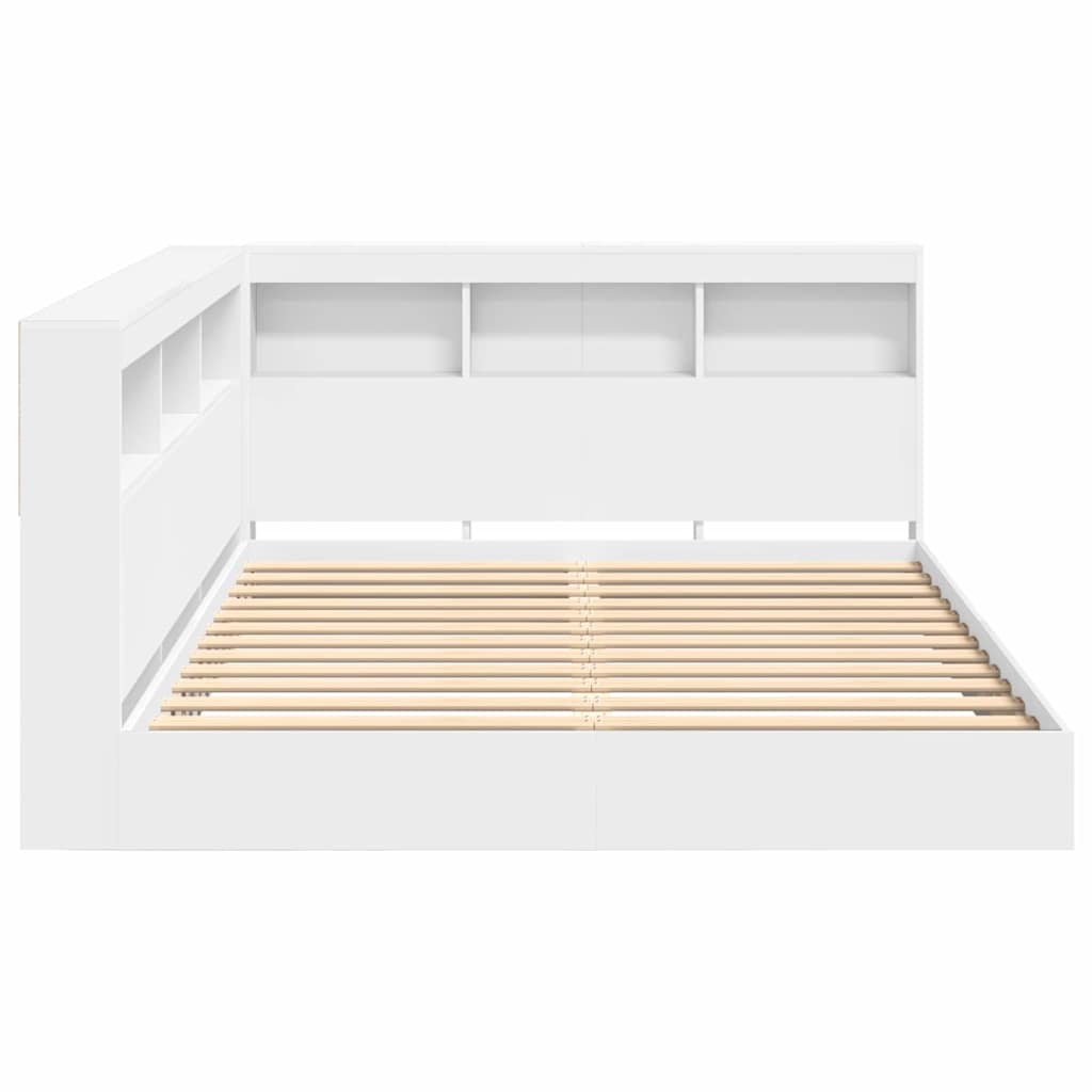 Boekenkast Bed met plank 2 pcs Wit 140 x 200 cm Bewerkt hout