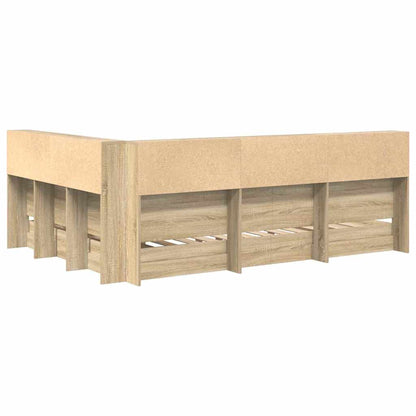 Boekenkast Bed Sonoma eiken 140 x 200 cm Bewerkt hout