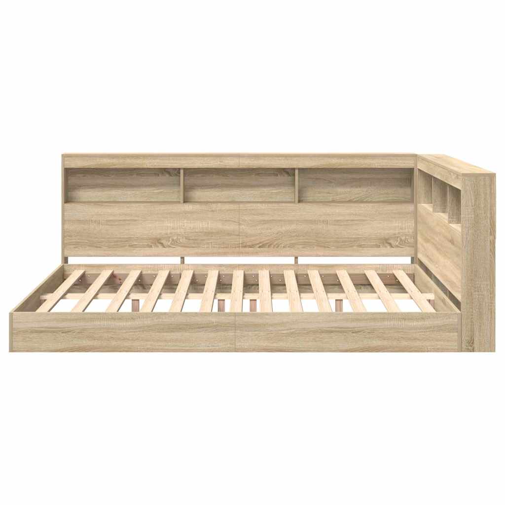 Boekenkast Bed Sonoma eiken 140 x 200 cm Bewerkt hout