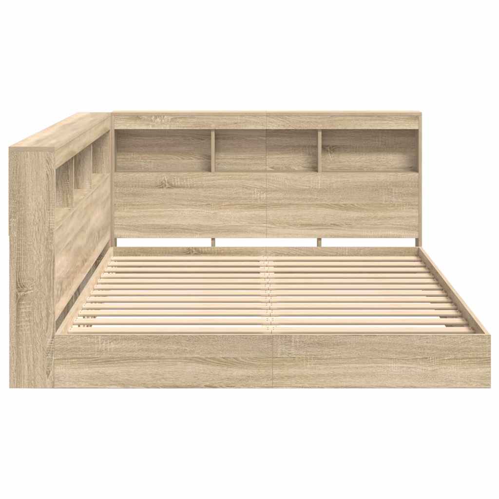 Boekenkast Bed Sonoma eiken 140 x 200 cm Bewerkt hout