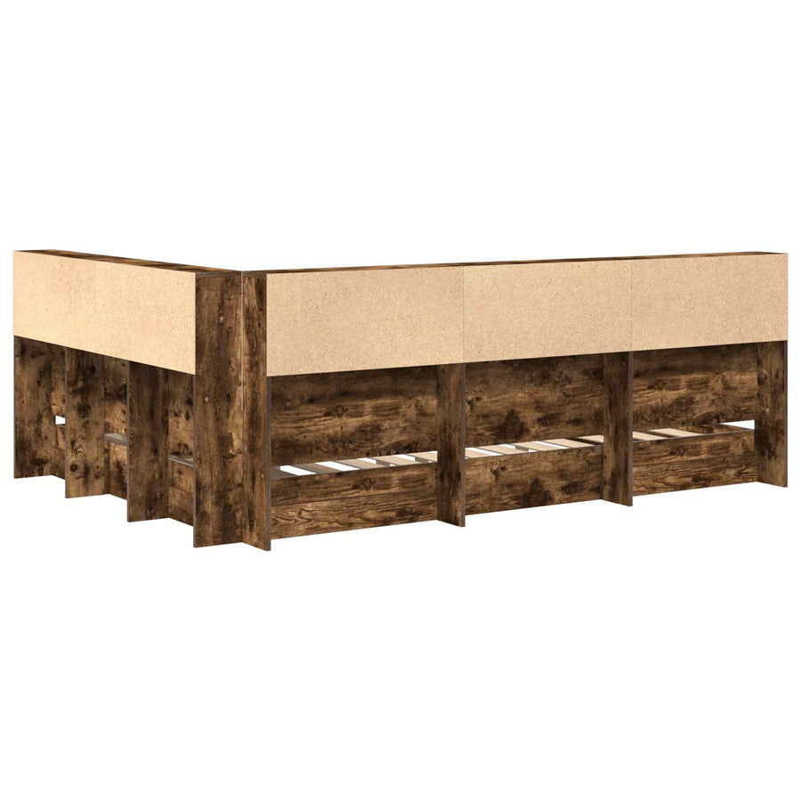 Boekenkast Bed Gerookt eiken 140 x 200 cm Bewerkt hout