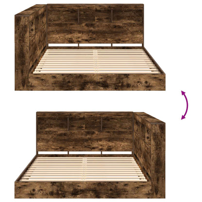 Boekenkast Bed Gerookt eiken 140 x 200 cm Bewerkt hout